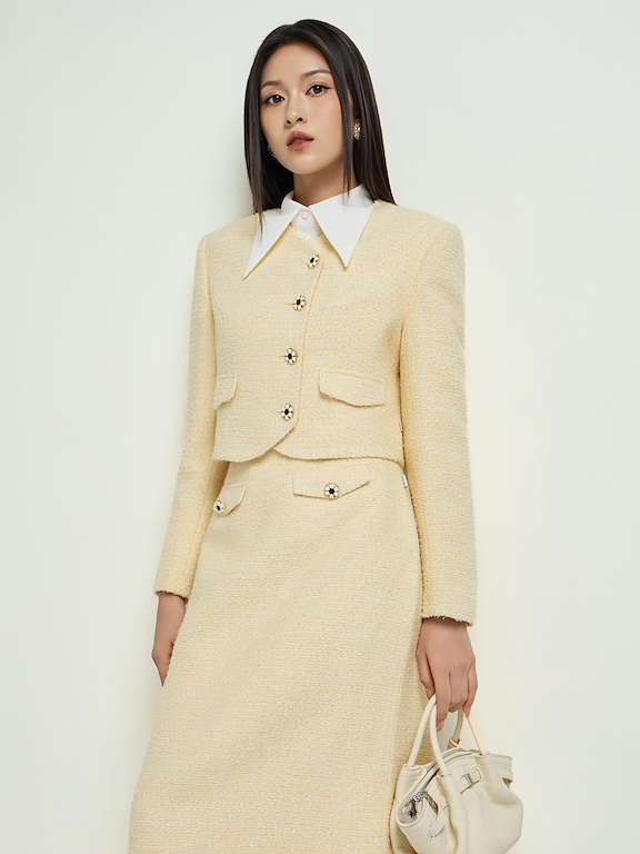 Áo Tweed cổ tròn vạt lệch_CV.5-984